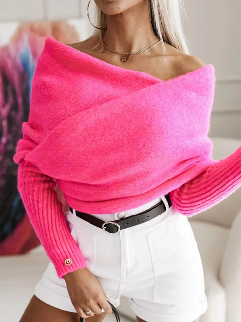 'Laurel' Long Sleeve Cropped Knit Top - Celes Fashion